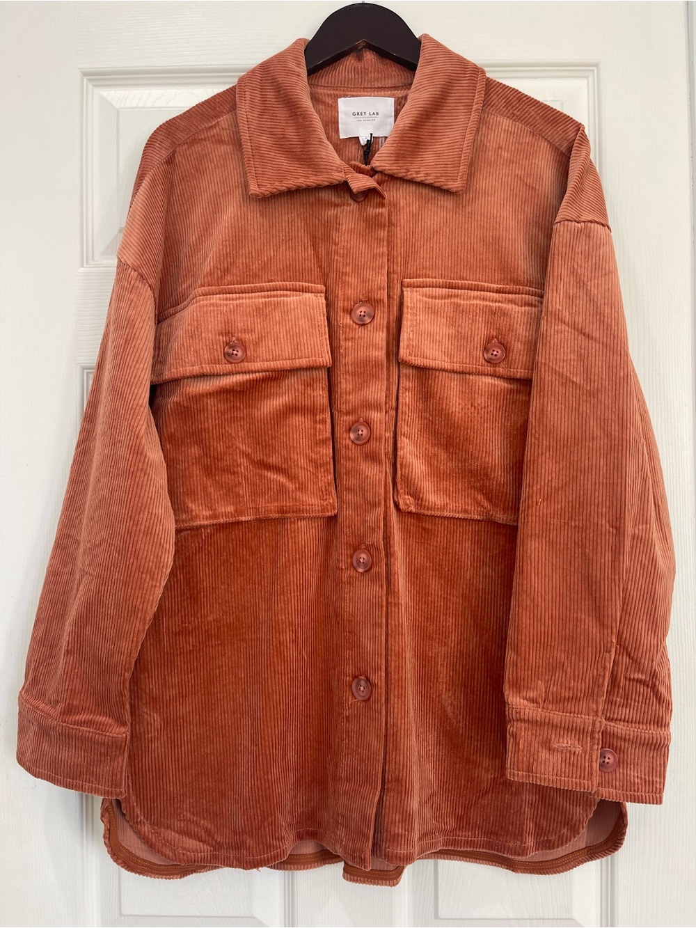 Corduroy Oversized Shacket in Rust - Women Jackets & Coats - Picture 4 of 7